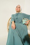 1627 Yaka Bağcıklı Tesettür Elbise - D. Mint