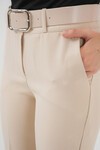 6538 Kemerli İspanyol Paça Pantolon - Krem