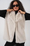6804 Kadın Kürklü Yelek - Ekru