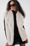 6804 Kadın Kürklü Yelek - Ekru