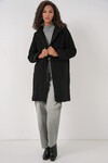 9082 Oversize Kaşe Kaban - Siyah