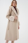9149 Kürk Detay Uzun Kaban - Bej