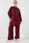Desenli Tunik Pantolon İkili Takım 6720 - Bordo