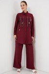 Desenli Tunik Pantolon İkili Takım 6720 - Bordo