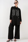 Desenli Tunik Pantolon İkili Takım 6720 - Siyah