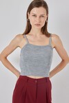 Kadın Askılı Crop Top Bluz 15934 - Gri