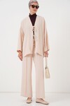 Kadın Ayrobin Kimono Pantolon İkili Takım 6739 - Krem