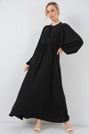 Kadın Balon Kol Uzun Tesettür Elbise 2464 - D. Siyah