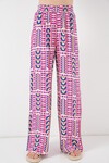 Kadın Desenli Viskon Pantolon 6749 - Fuşya