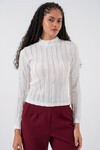 Kadın Dokulu Esnek Örme Bluz 975 - Beyaz