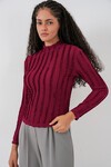 Kadın Dokulu Esnek Örme Bluz 975 - Bordo