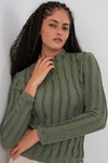 Kadın Dokulu Esnek Örme Bluz 975 - Haki