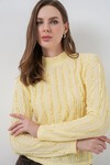 Kadın Dokulu Esnek Örme Bluz 975 - Sarı