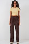 Kadın Dokulu Esnek Örme Pantolon 30057 - Kahverengi