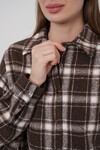 Kadın Ekose Desen Oversize Oduncu Gömlek 3854 C. Kahverengi