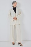 Kadın Keten Kimono İkili Takım 6727 - Ekru