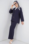Kadın Keten Kimono İkili Takım 6727 - Lacivert