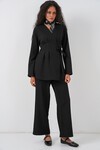 Kadın Kimono Pantolon Kumaş Takım 30054 - Siyah