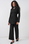 Kadın Kimono Pantolon Kumaş Takım 30054 - Siyah