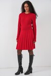 Kadın Kısa Triko Elbise 15943 - Kırmızı