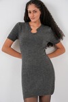 Kadın Kolye Detaylı Triko Elbise 15989 - Antrasit
