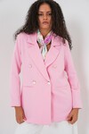Kadın Kruvaze Yaka Blazer Ceket 0722 - Pudra