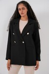 Kadın Kruvaze Yaka Blazer Ceket 0722 - Siyah