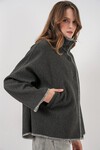 Kadın Nakışlı Kaşe Ceket 9167 - Antrasit