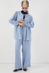 Kadın Önü Bağcıklı Tunik Pantolon İkili Takım 6744 - Mavi