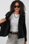 Kadın Oversize Astarlı Kısa Kaşe Ceket 0726 - Siyah