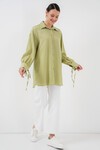Kadın Oversize Bağcıklı Gömlek 5954 - E.Yeşil