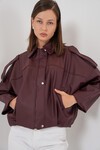 Kadın Oversize Deri Ceket 1055 - Bordo