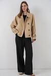 Kadın Oversize Kısa Trençkot 5977 - Bej