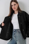 Kadın Oversize Kısa Trençkot 5977 - Siyah