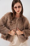 Kadın Peluş Kürk Mont 5225 - Bisküvi