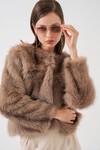Kadın Peluş Kürk Mont 5225 - Bisküvi