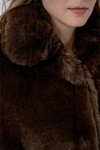 Kadın Peluş Kürk Mont 5234 - Kahverengi