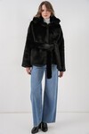 Kadın Peluş Kürk Mont 5234 - Siyah