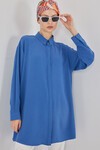 Kadın Uzun Gömlek Tunik 5945 - Saks