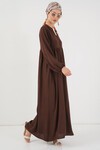 Kadın Uzun Tesettür Elbise 2525 - Kahverengi
