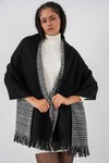 Kadın Yumuşak Dokulu Kalın Şal Atkı 15951 - Siyah