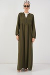 Merterium Kadın Uzun Tesettür Elbise 2525 - Haki