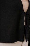 Önü Bağlamalı Keten Kimono 960 - Siyah
