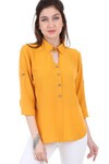 3658 GÖMLEK YAKA TAHTA DÜĞME BLUZ - Hardal