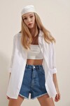 3900 Oversize Uzun Basic Gömlek İkili Paket - Beyaz Ve Kahve
