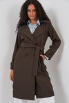 5918 Kruvaze Yaka Trençkot - C. Kahverengi
