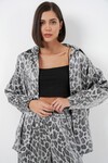 6699 Leopar Desenli Alt Üst Takım - Gri