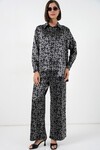 6699 Leopar Desenli Alt Üst Takım - Siyah