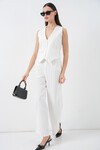 6709 Kadın Yelek Pantolon İkili Takım - B.Beyaz