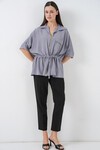 Fermuarlı Kadın Gömlek 0721 - Gri